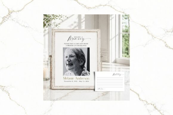 Elegant Memorial Design: Share a Memory Sign & Card Canva FR002