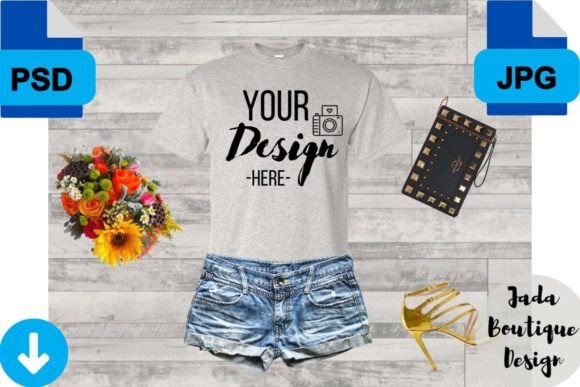 Elevate Your Apparel Designs: Grey T-Shirt Mockup for Women