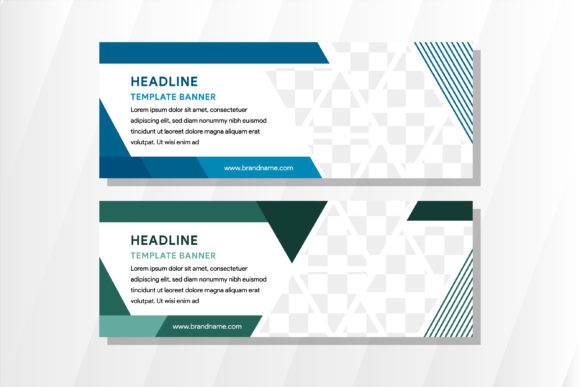 Modern Web Design with Triangle Horizontal Banner Blue Green