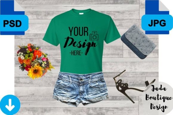 Stunning Kelly Green T-shirt Mockup: Women Style Design
