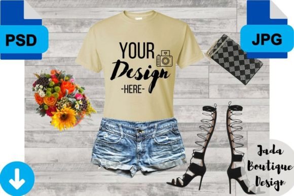 Tan T-shirt Mockup,Women Style Mockup: Your Essential Design Template